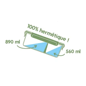 Boîte De Conservation En Verre Avec Compartiments Rectangle 1450 Ml Pebbly mode pas cher 6
