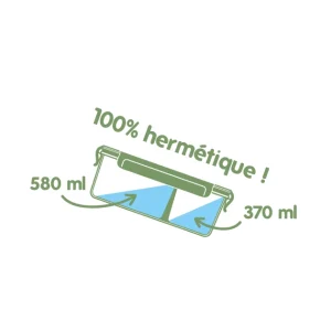 Boîte De Conservation En Verre Avec Compartiments Rectangle 950 Ml Pebbly bas prix 9