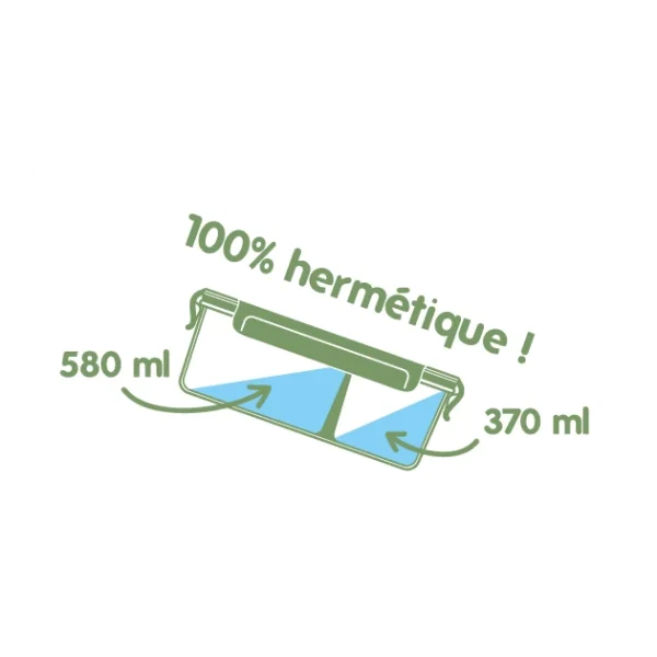 Boîte De Conservation En Verre Avec Compartiments Rectangle 950 Ml Pebbly bas prix 4
