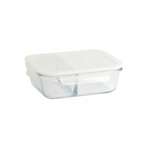Boîte De Conservation En Verre Avec Compartiments Rectangle 950 Ml Pebbly bas prix 1