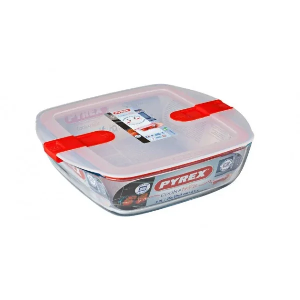 livraison la plus rapide Boîte De Conservation En Verre Carrée 25 X 22 Cm 2,2 L Cook & Heat Pyrex 1