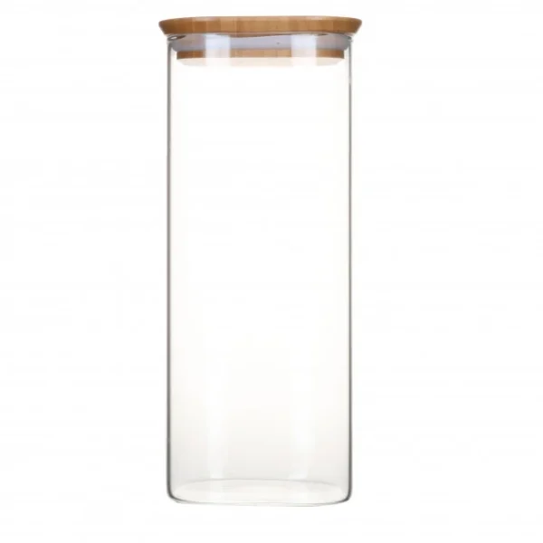 officiel Boîte De Conservation En Verre Et Bambou Carré 2,2 L Pebbly 1