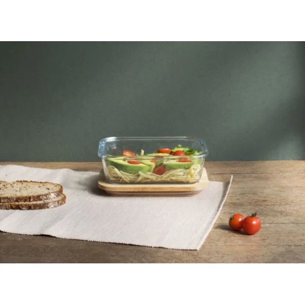 Boîte De Conservation En Verre Et Bambou Rectangle 1040 Ml Pebbly pas cher 4