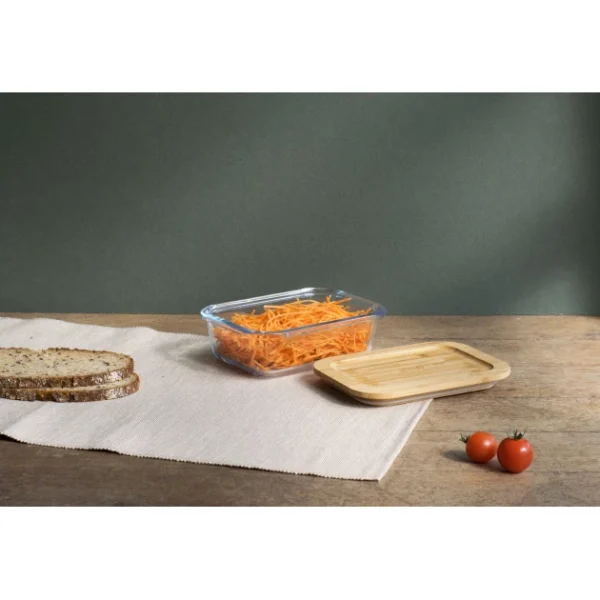 achat Boîte De Conservation En Verre Et Bambou Rectangle 640 Ml Pebbly 4