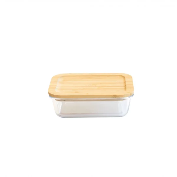 achat Boîte De Conservation En Verre Et Bambou Rectangle 640 Ml Pebbly 1