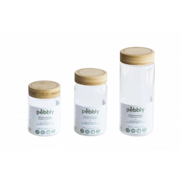 Boîte De Conservation En Verre Et Bambou Rond 450 Ml Pebbly boutique pas cher 3