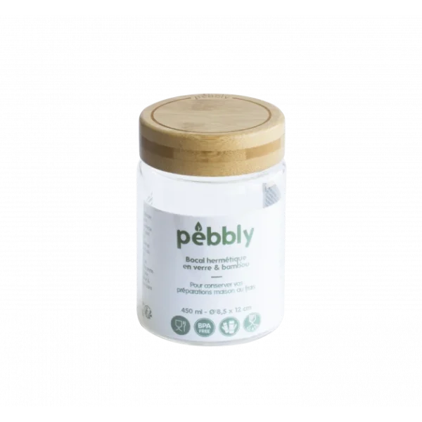 Boîte De Conservation En Verre Et Bambou Rond 450 Ml Pebbly boutique pas cher 1