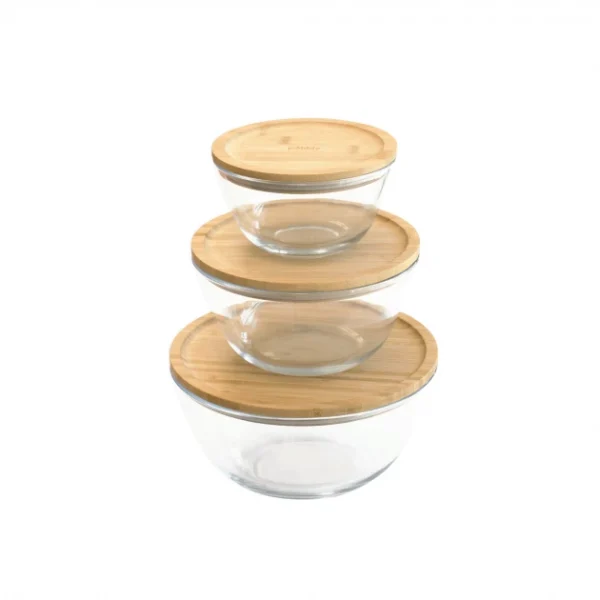 Boîte De Conservation En Verre Et Bambou Rond 770 Ml Pebbly authentiques 3