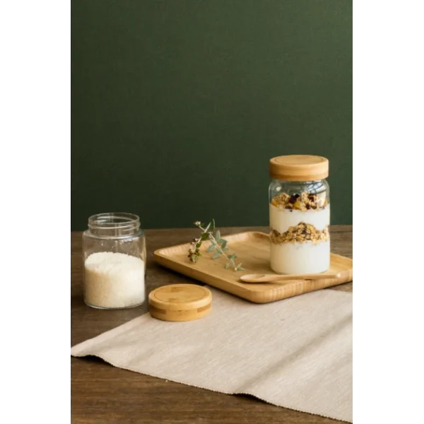 Boîte De Conservation En Verre Et Bambou Rond 850 Ml Pebbly mode tendance 4