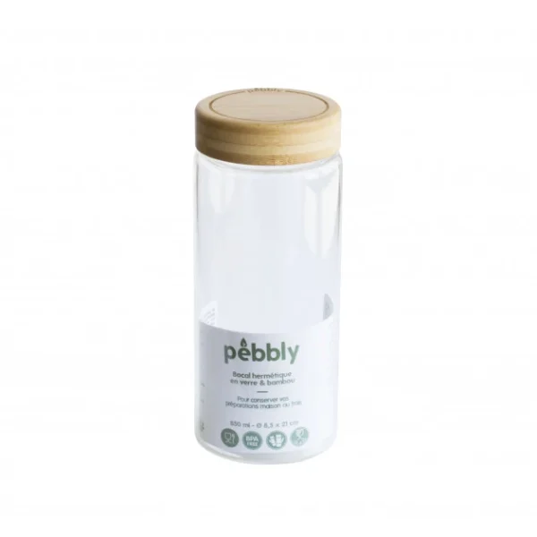 Boîte De Conservation En Verre Et Bambou Rond 850 Ml Pebbly mode tendance 1