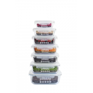 acheter en ligne Boîte De Conservation En Verre Rectangle 1,2 L Pebbly 9