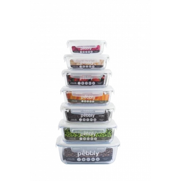 acheter en ligne Boîte De Conservation En Verre Rectangle 1,2 L Pebbly 4