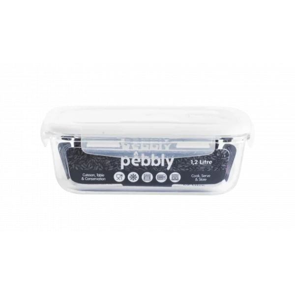 acheter en ligne Boîte De Conservation En Verre Rectangle 1,2 L Pebbly 1