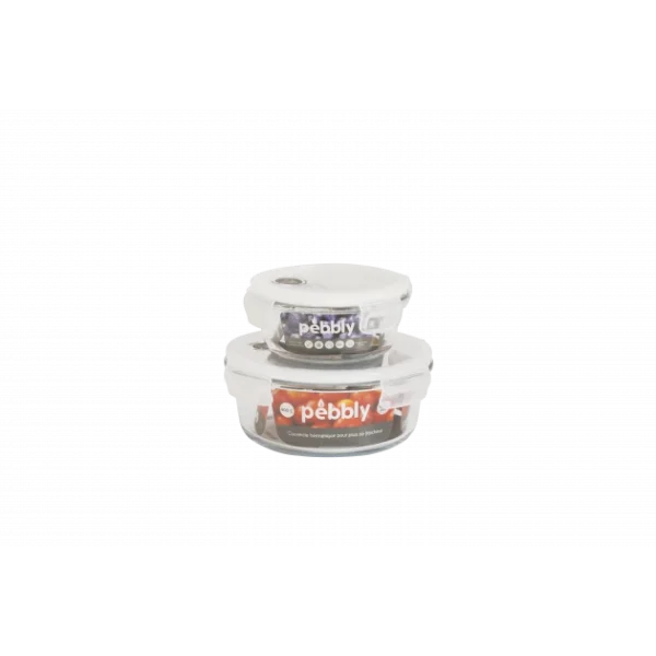 magasin solde Boîte De Conservation En Verre Rond 400 Ml Pebbly 3