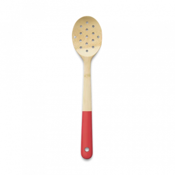 livraison la plus rapide Cuillère De Cuisine Ajourée Bambou 30 Cm Rouge Pebbly 1