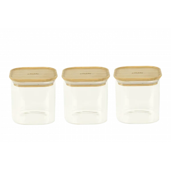 Lot 3 Boîtes De Conservation En Verre Et Bambou Carré 800 Ml Pebbly magasin pour 1