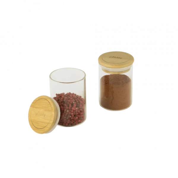 Lot 3 Pots à Épices En Verre Et Bambou 190 Ml Pebbly qualité supérieure 3