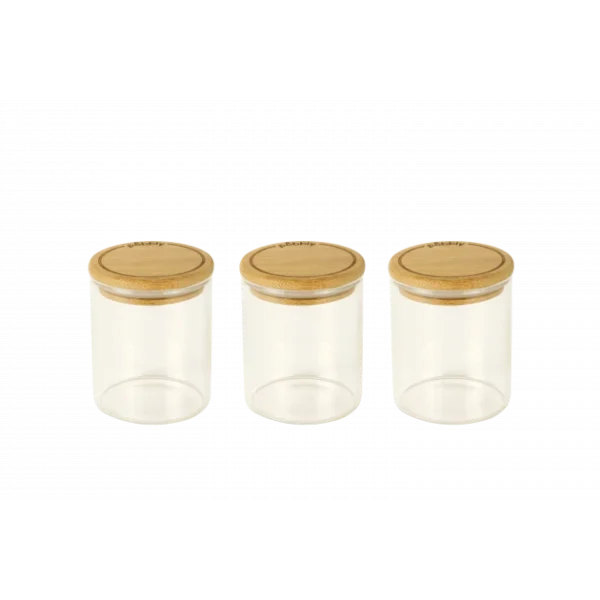 Lot 3 Pots à Épices En Verre Et Bambou 190 Ml Pebbly qualité supérieure 1