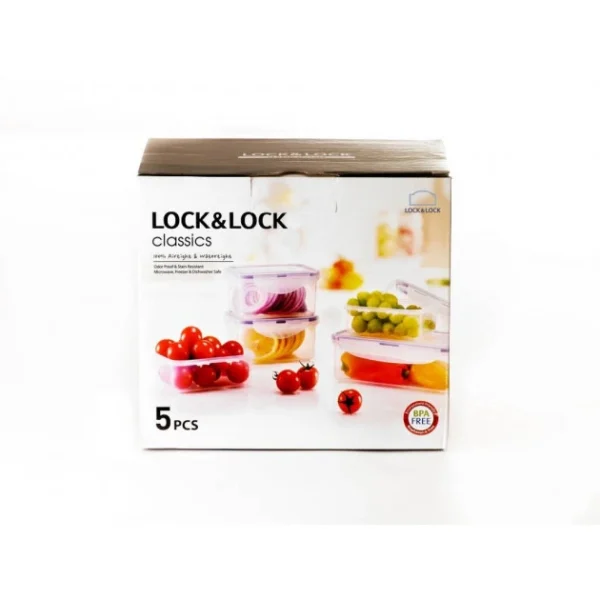 Lot De 5 Boîtes De Conservation Plastique 350 Ml – 470 Ml – 1 L Lock And Lock à prix promos 3