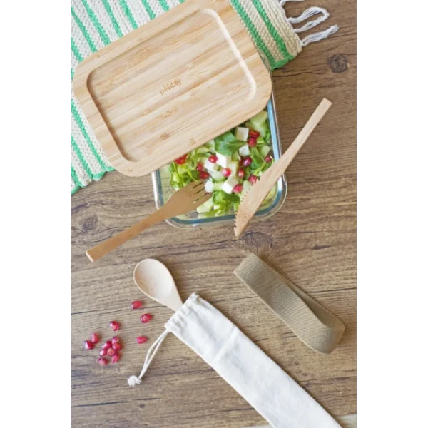 Lunch Box Verre Et Bambou Avec Couverts 1 L Pebbly excellents soldes 3
