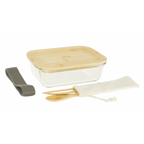Lunch Box Verre Et Bambou Avec Couverts 1 L Pebbly excellents soldes 1