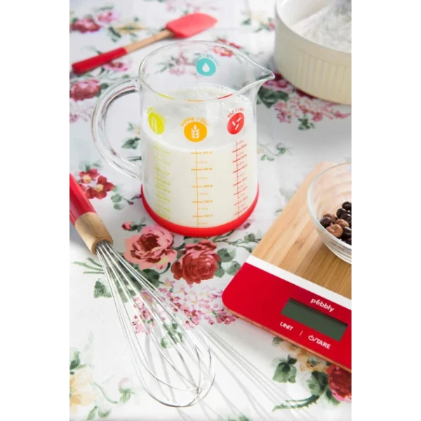grossiste Pichet Doseur En Verre Et Silicone 1 L Rouge Pebbly 3