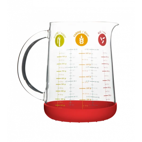 grossiste Pichet Doseur En Verre Et Silicone 1 L Rouge Pebbly 1