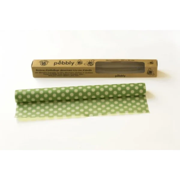 Rouleau Emballage Alimentaire Cire Abeille Pois Vert 30 X 100 Cm Pebbly en france 3