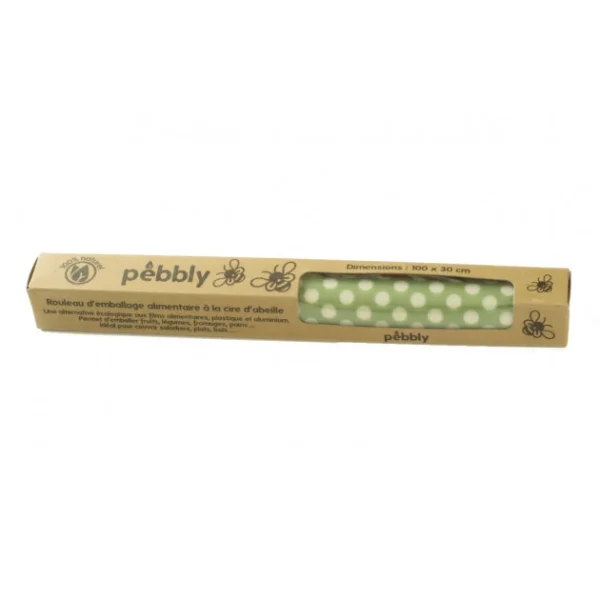 Rouleau Emballage Alimentaire Cire Abeille Pois Vert 30 X 100 Cm Pebbly en france 1
