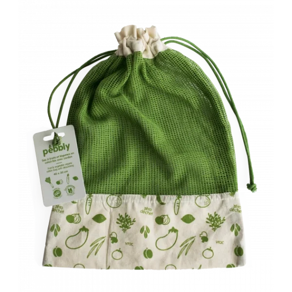 Sac à Légumes Coton Bio Vert 30 X 40 Cm Pebbly prix le plus bas 3