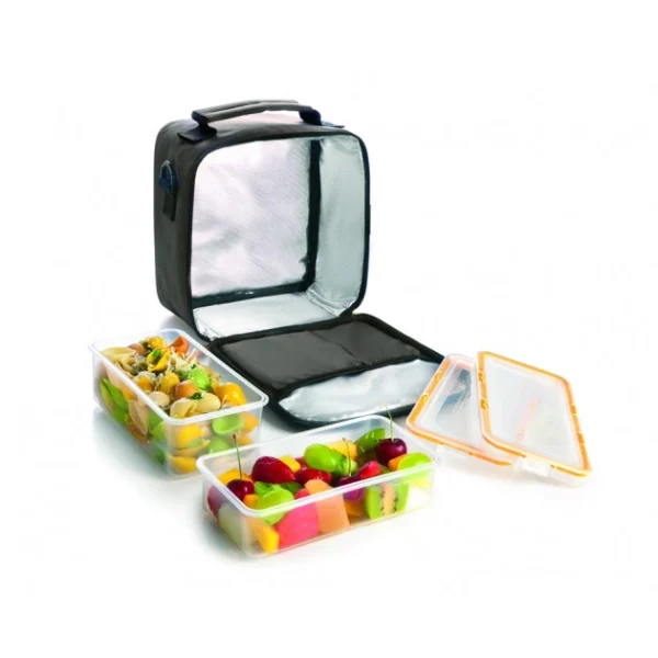 en ligne Sac Lunch Isotherme + 2 Boîtes Hermétique Plastique Orange Ibili 3
