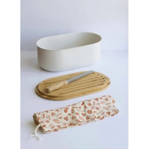 grossiste Set Boîte à Pain Métal Et Bambou 4 Pièces Pebbly 1
