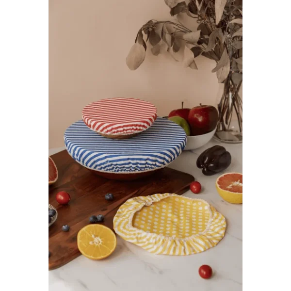 Set De 3 Couvercles Réutilisables Assortis 100% Coton Multicolore – NUTS vente pas cher en ligne 4