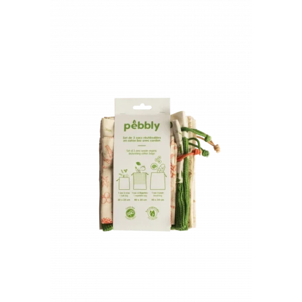 france en ligne Set Zéro Déchet Coton Bio 3 Pièces Pebbly 3